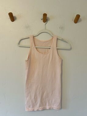 Athleta Seamless Ribbed Racerback Tank Top Sz XS Light Pink Yoga Run Stretch